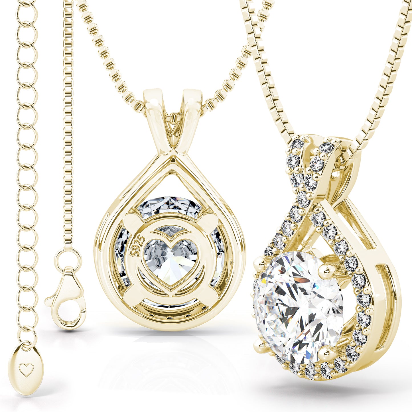 Gold Infinity Moissanite Pendant Necklace