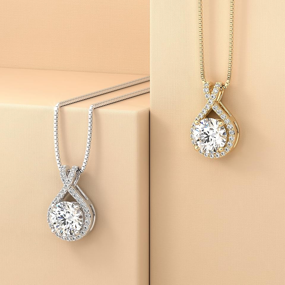 Gold Infinity Moissanite Pendant Necklace