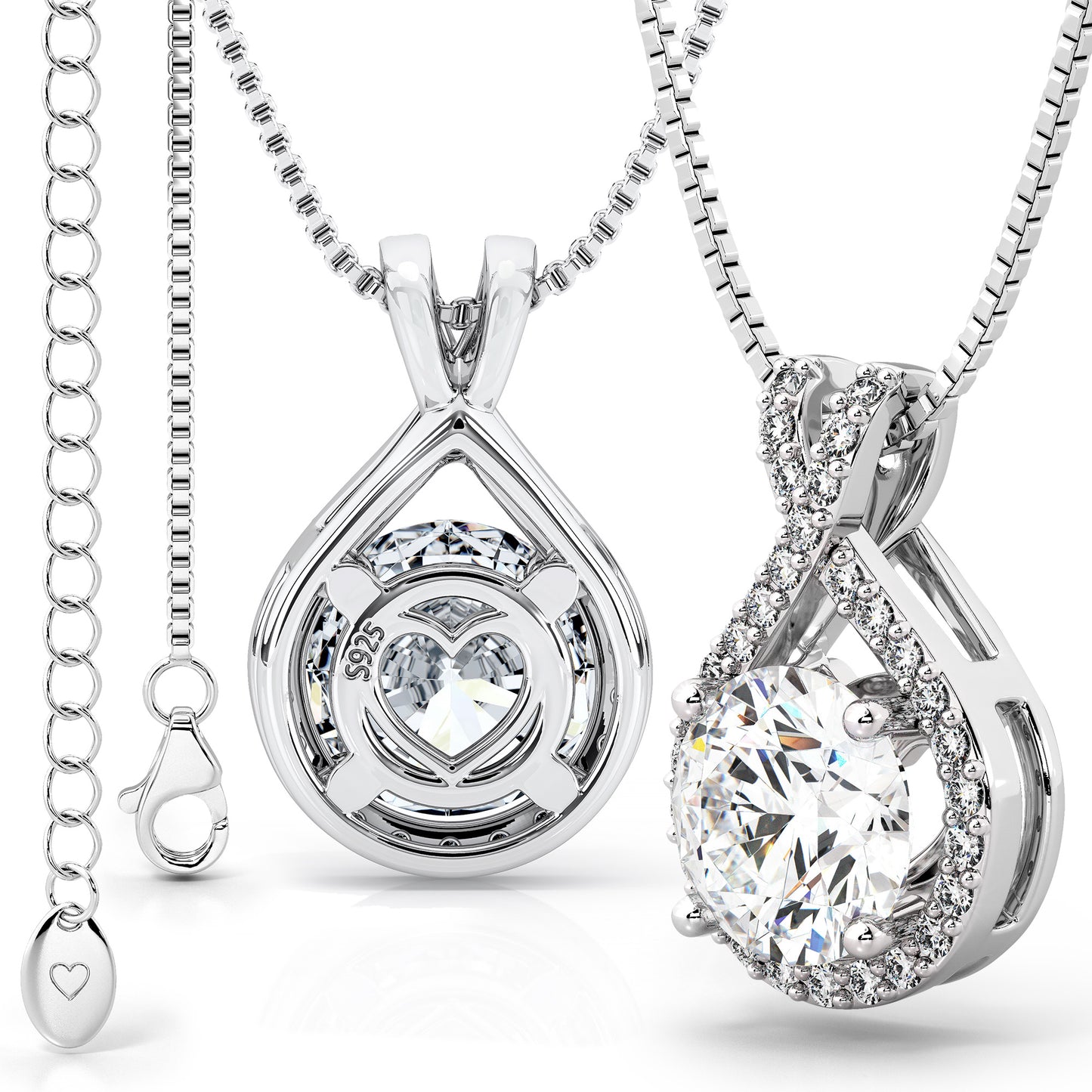 Silver Infinity Moissanite Pendant Necklace